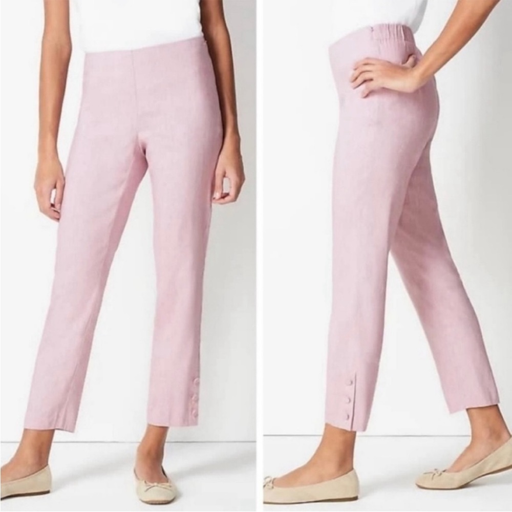 NWT J. Jill Pant Trouser TALL LONG Linen Stretch Button Ankle Cuff Travel Beach - Picture 13 of 13